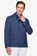 Overshirt armaturata misto lino/cotone royal