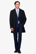 Cappotto baronetto misto lana blu