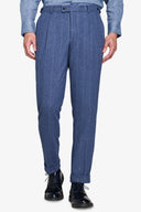Pantalone da abito gessato celeste