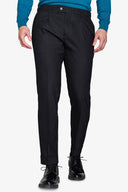 Pantalone da abito twill melange nero