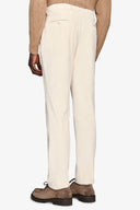 Pantalone da abito in velluto panna