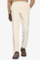 Pantalone da abito in velluto panna