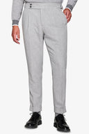Pantalone da abito flanella in misto lana grigio chiaro-Dan John