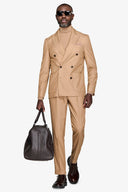 Giacca da abito doppiopetto twill cammello