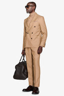 Giacca da abito doppiopetto twill cammello