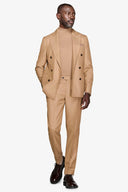 Giacca da abito doppiopetto twill cammello