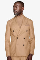 Giacca da abito doppiopetto twill cammello