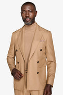 Giacca da abito doppiopetto twill cammello