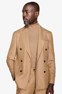 Giacca da abito doppiopetto twill cammello