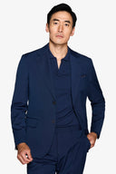 Giacca da abito trama punto a spillo blu slim