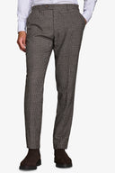 Pantalone da abito Principe di Galles misto lana tortora