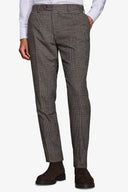 Pantalone da abito Principe di Galles misto lana tortora