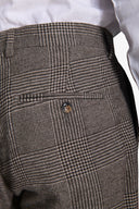 Pantalone da abito Principe di Galles misto lana tortora
