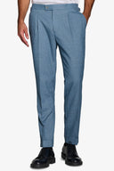 Pantalone flanella con pinces celeste