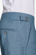 Pantalone flanella con pinces celeste