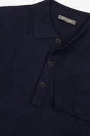 Polo in maglia con bottoni blu-Dan John