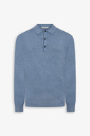 Polo in maglia con bottoni celeste-Dan John