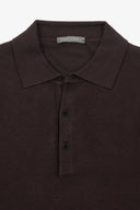 Polo in maglia con bottoni marrone