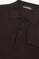 Polo in maglia con bottoni marrone