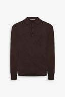 Polo in maglia con bottoni marrone