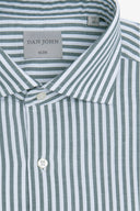 Camicia a righe operata verde slim