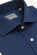 Camicia fantasia punta spillo blu scuro slim