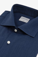 Camicia fantasia punta spillo blu scuro slim