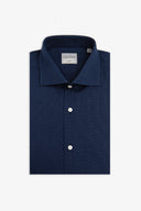 Camicia fantasia punta spillo blu scuro slim