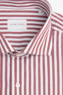 Camicia a righe medie rosso mattone slim-Dan John