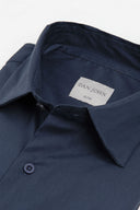 Camicia stretch unita blu slim