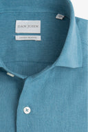 Camicia Herringbone misto lino petrolio slim-Dan John