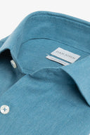Camicia Herringbone misto lino petrolio slim-Dan John