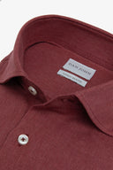Camicia Herringbone misto lino rosso mattone slim-Dan John
