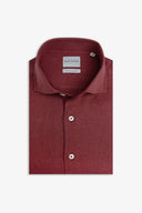 Camicia Herringbone misto lino rosso mattone slim-Dan John