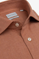 Camicia Herringbone misto lino ruggine slim