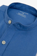 Camicia coreana misto lino azzurra-Dan John