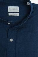 Camicia coreana misto lino blu