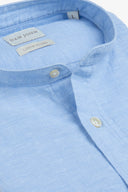 Camicia coreana misto lino celeste