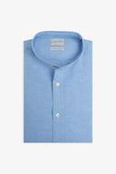 Camicia coreana misto lino celeste