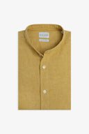 Camicia coreana misto lino giallo