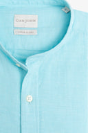 Camicia coreana misto lino turchese
