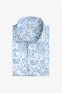 Camicia fantasia celeste slim-Dan John