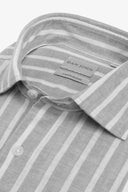 Camicia misto lino a righe grigio chiaro slim