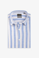 Camicia misto lino a righe larghe azzurro-Dan John