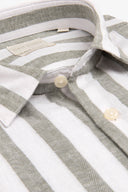 Camicia misto lino a righe larghe verde-Dan John
