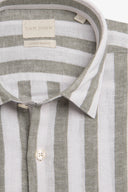 Camicia misto lino a righe larghe verde-Dan John