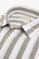 Camicia misto lino a righe larghe verde-Dan John