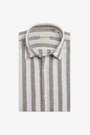 Camicia misto lino a righe larghe verde-Dan John