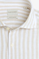 Camicia misto lino a righe slim sabbia-Dan John