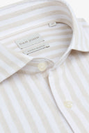 Camicia misto lino a righe slim sabbia-Dan John